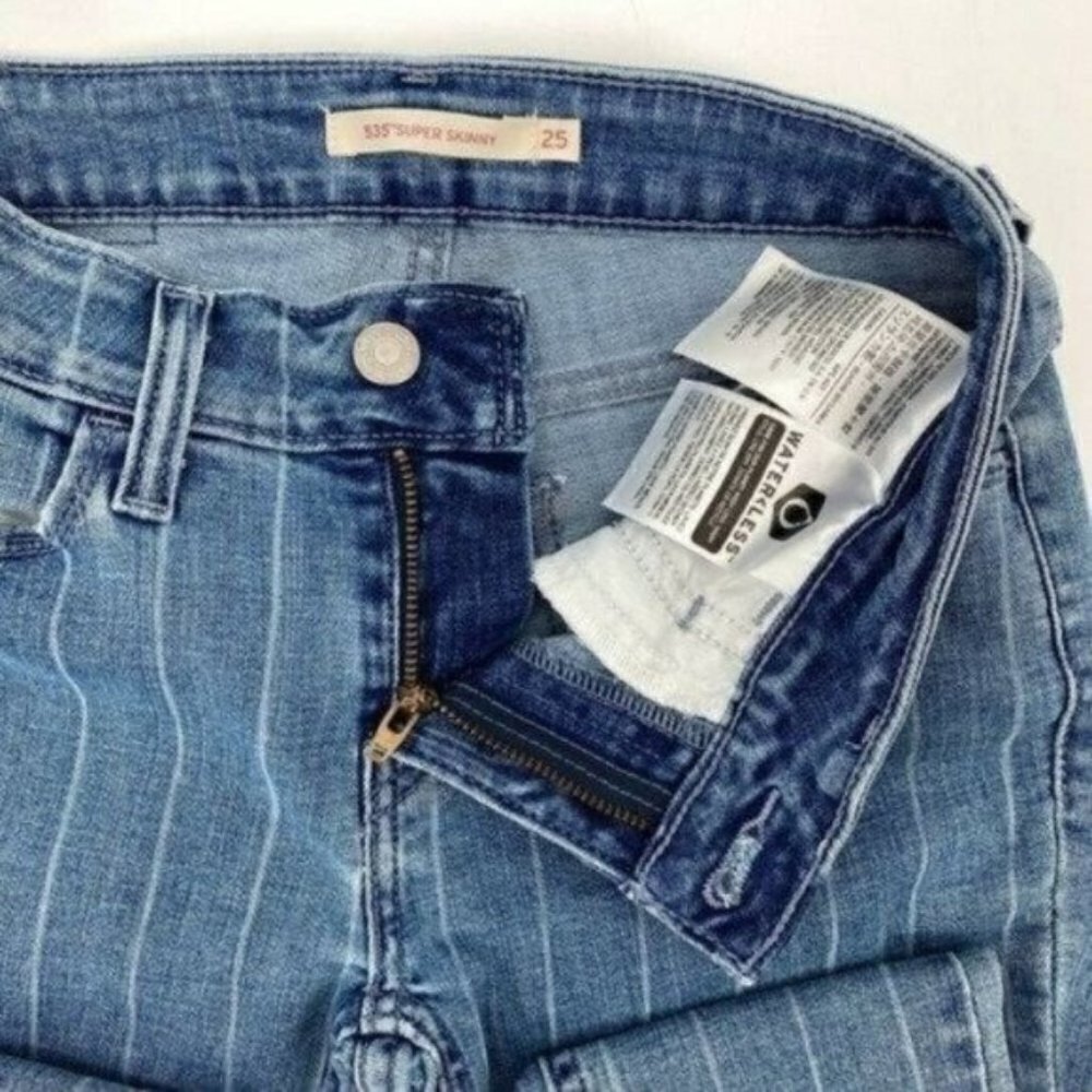 Levi's 535 Striped Super Skinny Low Rise Ankle Retro Stretch 25 Denim Jeans NWOT - Picture 7 of 8